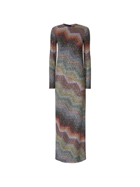 Missoni zigzag-pattern long-sleeved maxi dress Grey DS26SG04BC005Y