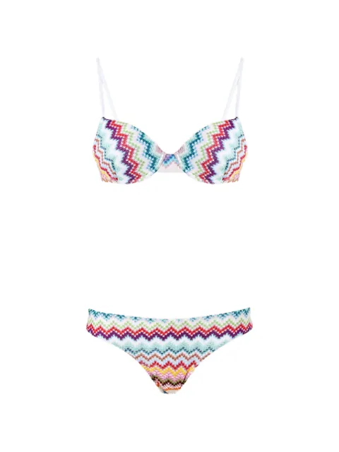 Missoni balcony bikini in lamé viscose with zigzag pixel-effect pattern White MC22SP01BR014F