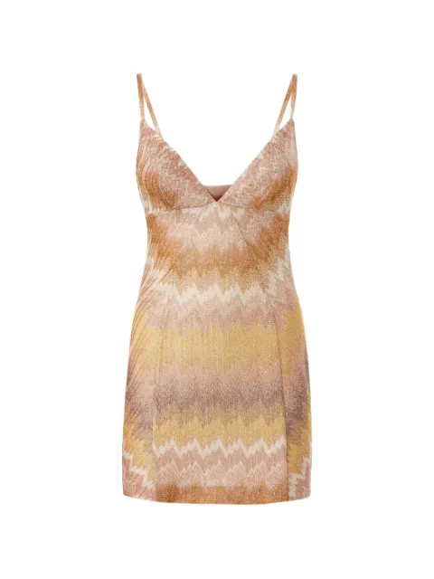 Missoni Chevron-pattern spaghetti-strap mini dress Neutrals DS26SG1XBR014S