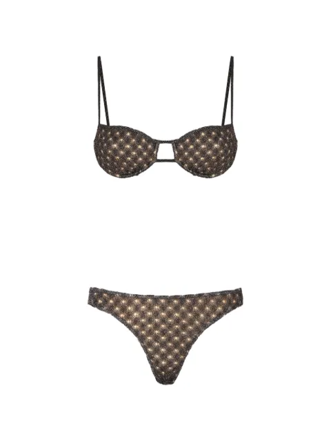 Missoni balconette bikini in lamé viscose with spiderweb motif Black MS26SP0JBR014D