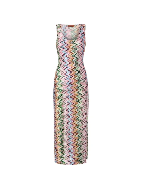 Missoni long cover-up in stretch viscose with lace and zigzag motif Pink MS25SQ0UBJ00QL