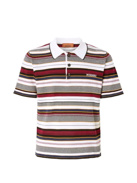 Missoni logo-embroidered striped polo shirt White US26S20OBK01HJ