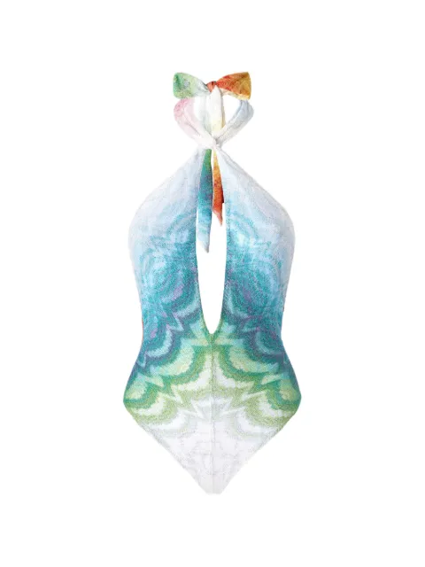 Missoni one-piece swimsuit in shaded lamé viscose with cut-out detail Blue MS26SP07BR014H