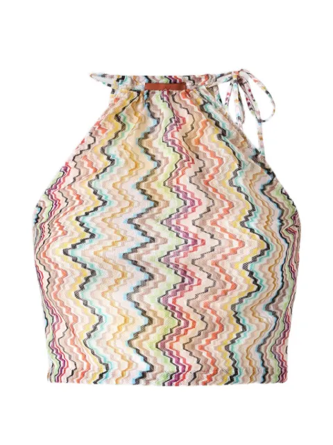 Missoni top with halterneck neckline and irregular zig zag motif Neutrals MS26SK0HBR015G