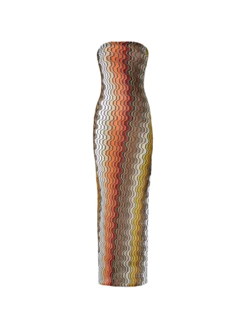 Missoni long cover-up with side slit and Greek motif Yellow MC25SQ07BR015D
