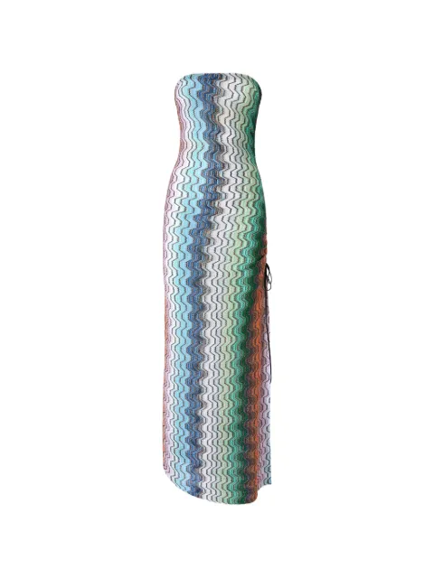Missoni chevron-knit drawstring maxi dress Blue MC25SQ07BR015D