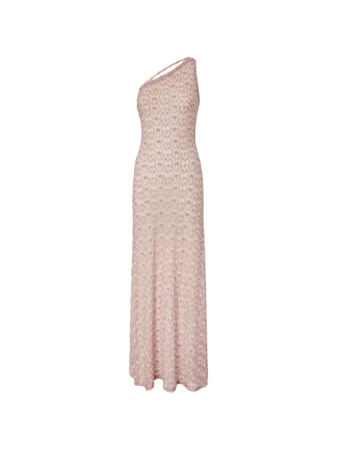 Missoni one-shoulder dress in lamé viscose with foliage motif Pink MS26SQ1SBR014X