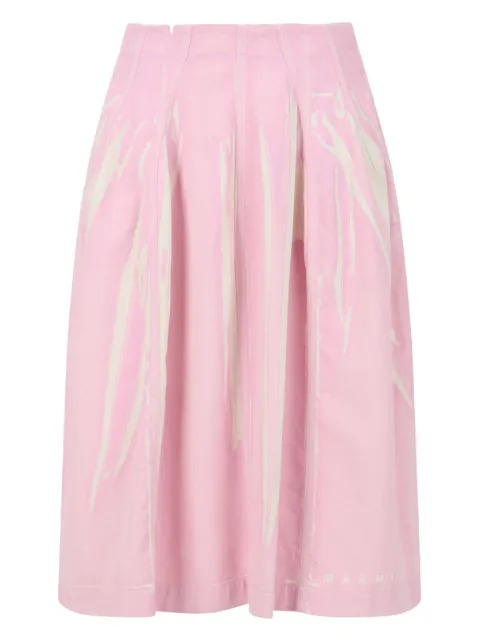 Marni stroke-print midi skirt Pink GOJD0703A1USCY64
