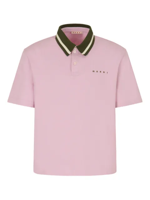 Marni piqué polo shirt with striped collar Pink POMU0051LSUTC599