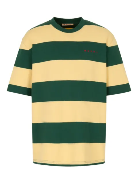 Marni maxi-stripe cotton T-shirt Green HUMU0287S0UTC580