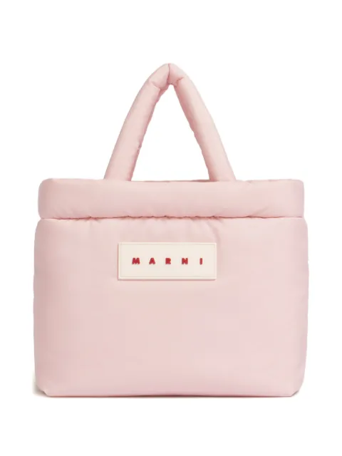 Marni padded logo-patch tote bag Pink BMMP0131U2P8068