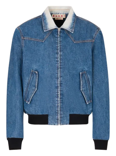 Marni denim bomber jacket with degradé collar Blue JUJU0052L1USCY67GBB90