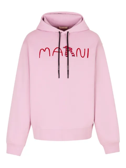 Marni logo-printed hoodie Pink FUMU0137PSUSCY85LOC20