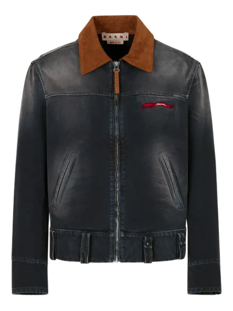 Marni contrast suede-collar denim jacket Blue JUMU0205GXUSCY63