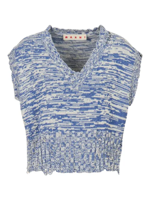 Marni v-neck ribbed T-shirt Blue CVMD0088Q0UFC660
