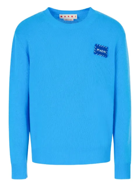 Marni bright blue cashmere sweater with Marni patch Blue GCMG0478Q0UFX325