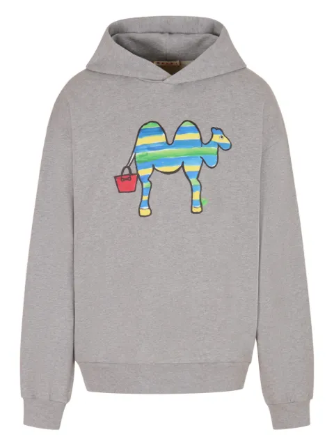 Marni logo-printed hoodie Grey FUMU0067APUSCY96