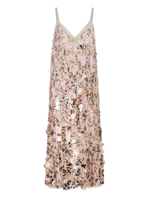 Marni mesh midi dress with mixed sequins Neutrals ABMA1539SUUSR027