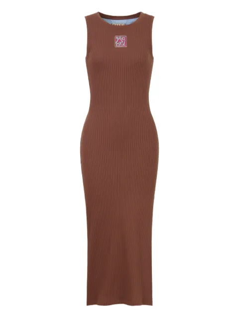 Marni ribbed logo-patch midi dress Brown ABJE1542S0UTC60000M37