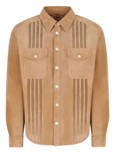 Marni suede shirt with cut-out detailing Neutrals CUMY0368S0ULA761