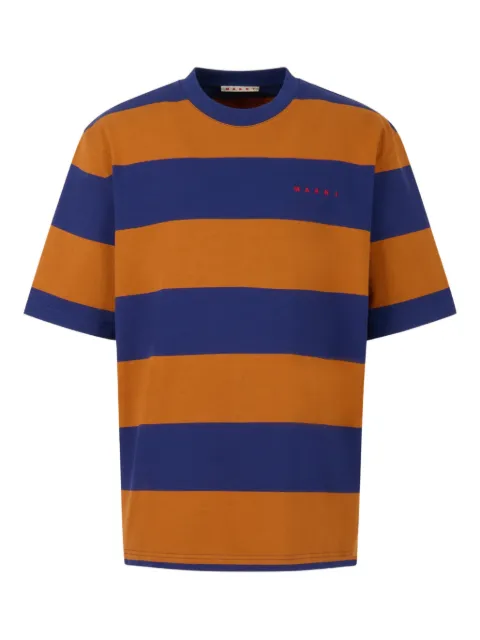 Marni two-tone maxi striped T-shirt Brown HUMU0287S0UTC580
