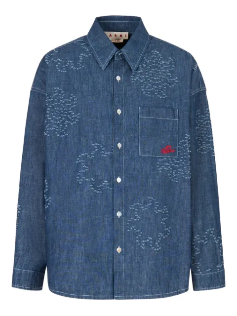 Marni sun-detail long-sleeved shirt Blue CUJU0061S4USCY72