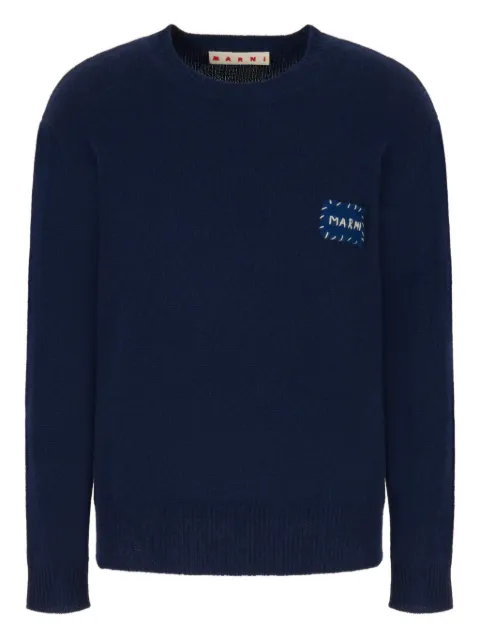 Marni deep blue cashmere sweater with Marni patch Blue GCMG0478Q0UFX325