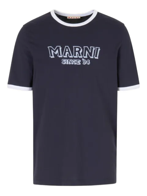 Marni crew-neck printed T-shirt Blue HUMU0198MPUSCY91LOB99