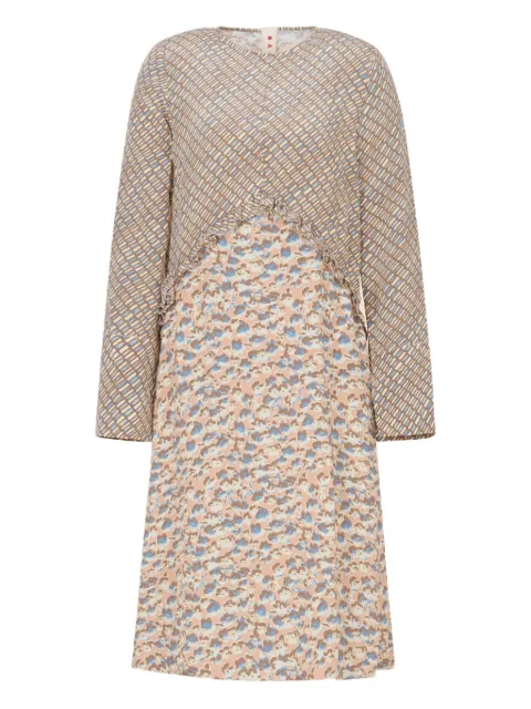Marni crêpe de chine dress with Criss Cross and Anemones print Neutrals ABMA1538Q0UTSG42