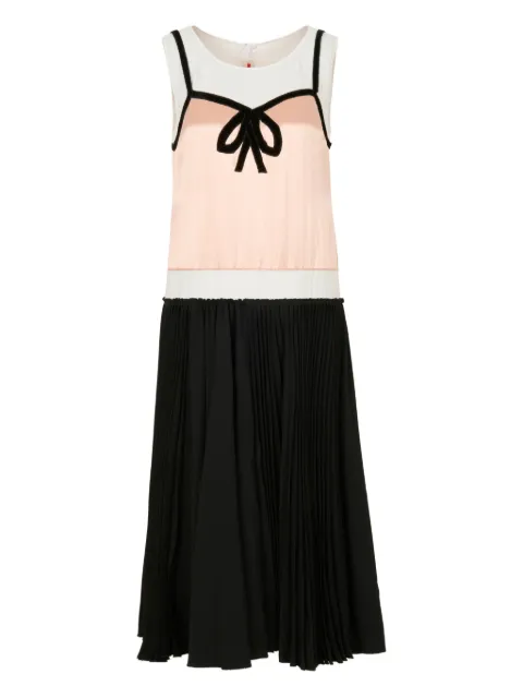 Marni bow pleated midi dress Black ABMA1509FQUTV285