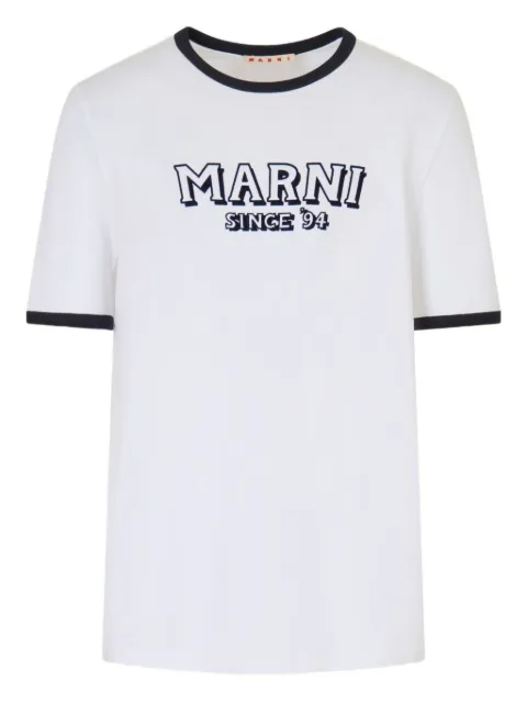 Marni contrast-trim crew-neck T-shirt White HUMU0198MPUSCY91