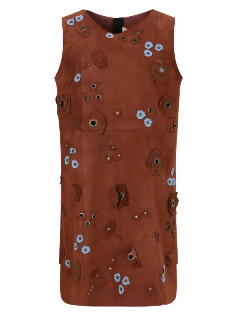 Marni suede dress with daisy appliqués Brown ABMX1540UXULA761