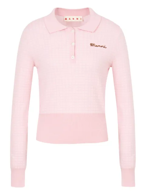 Marni jacquard embroidered polo shirt Pink POMD0063Q0UFZ633