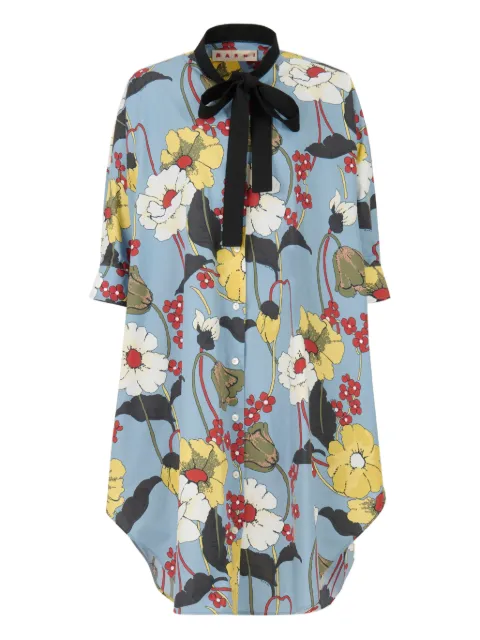 Marni neck-tie floral-print dress Blue ABMA1530Q0UTC581MFB31