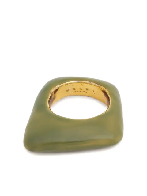 Marni metal Trapeze ring covered with green enamel Green ANMV0081A0M200000V59