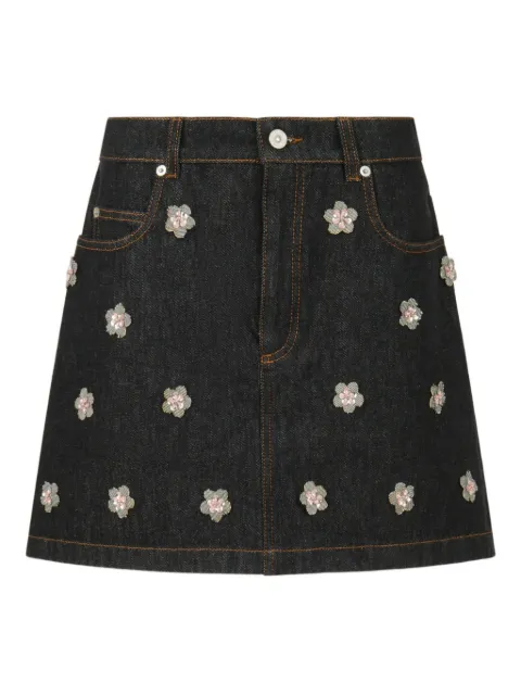 Marni daisy-appliqué denim mini skirt Blue GOJD0457XSUSCY69