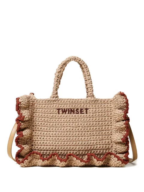 TWINSET ruffled-trim tote bag Neutrals 261TD8291