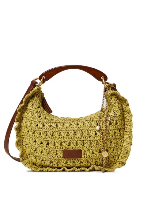 TWINSET Croissant woven ruffled shoulder bag Green 261TD8300