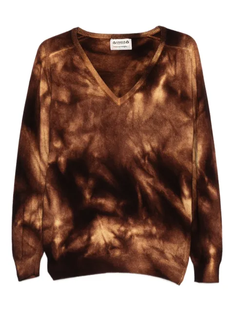 A.N.G.E.L.O. Vintage Upcycling tie-dye V-neck top Brown AU280ZG