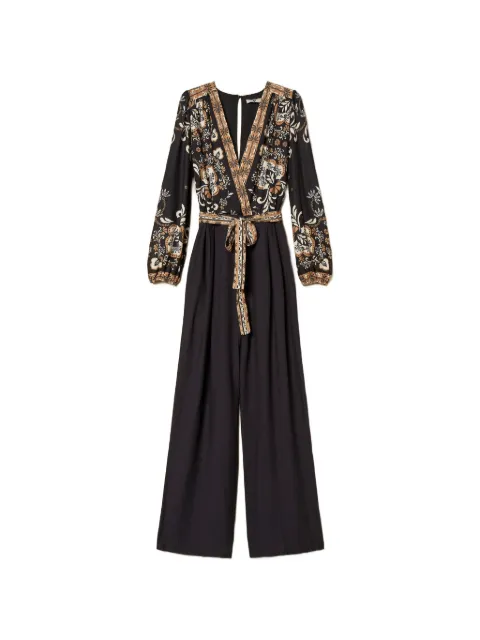 TWINSET linen blend printed jumpsuit Black 261LB2NDD