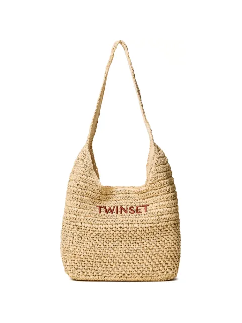 TWINSET crochet raffia shoulder bag Neutrals 261TD8310