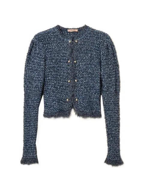 TWINSET jacquard knit fitted jacket with lurex Blue 261TP3343