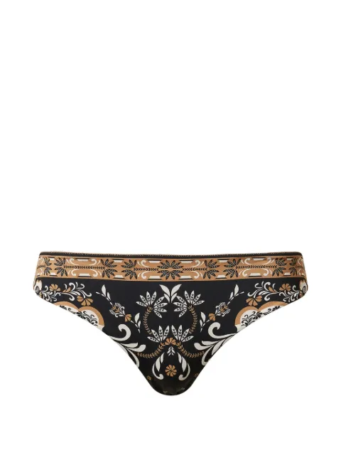 TWINSET brazilian bikini bottoms with foulard print Black 261LBMQ77