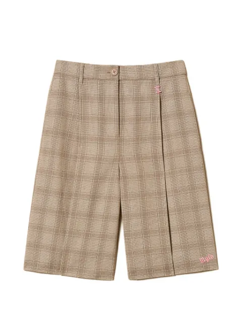 TWINSET x Myfo check shorts with embroidery Neutrals 261AQ2022