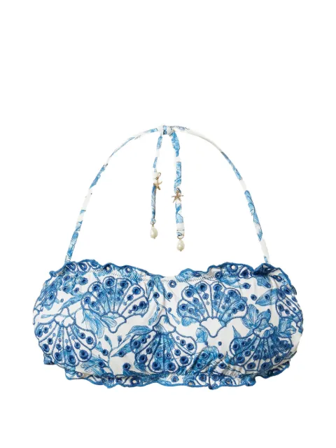 TWINSET ruffled floral bikini top White 261LMMD11