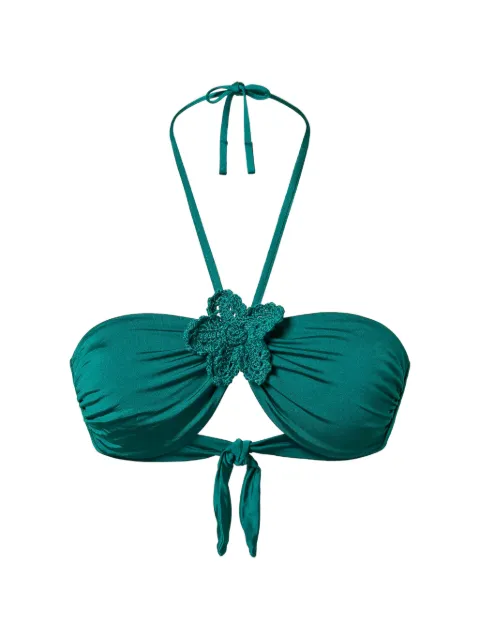 TWINSET bandeau bikini top with crochet brooch Green 261LMME11