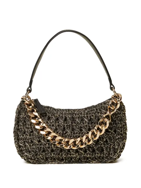TWINSET medium crocheted raffia Liliane bag Black 261TD8081