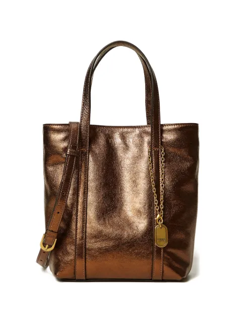 TWINSET leather shopper bag with charm Brown 261TD8401