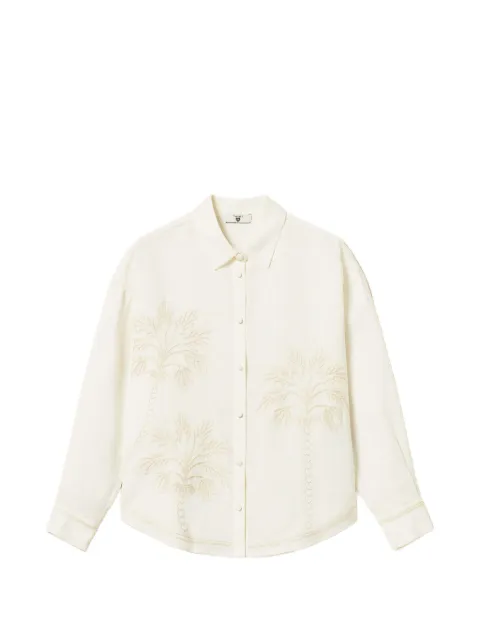 TWINSET linen blend shirt with embroidery Neutrals 261LM2MAA