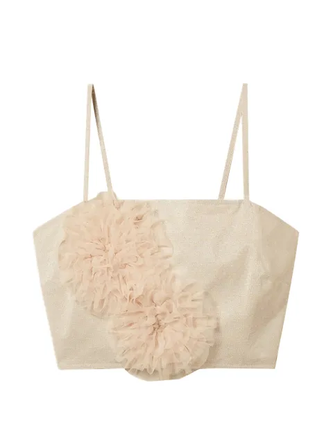 TWINSET linen blend top with lurex Neutrals 261AT2074